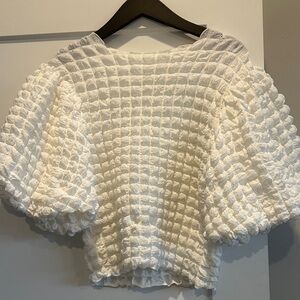 Elegant White Textured Women's aero and Ali top from Anthropologie